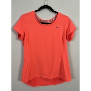 Nike Running Shirt Womens Large Pink Dri-FIT Reflective Athletic Lightweight Top